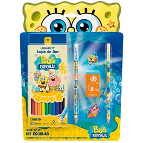kit escolar bob esponja 17 itens caixa com6  leo-leo_10811